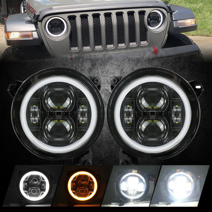 TOPCITY 9 inch LED Headlights with DRL & Amber Turn Signal for 2018-2024 Jeep Wrangler JL/JLU Jeep JT Gladiator (2Pcs/Set)