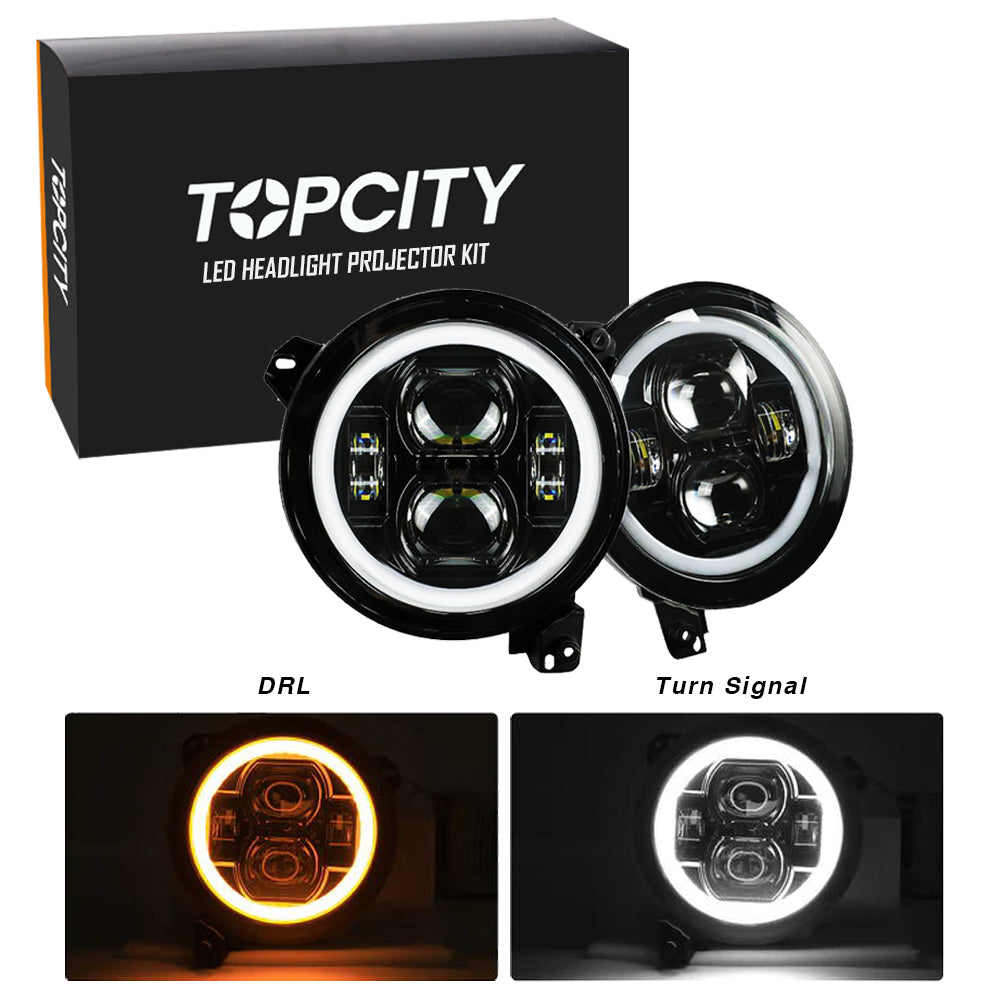 TOPCITY 9 inch LED Headlights with DRL & Amber Turn Signal for 2018-2024 Jeep Wrangler JL/JLU Jeep JT Gladiator (2Pcs/Set)