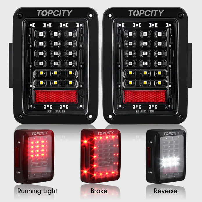 TOPCITY (2pcs/set) Smoked LED Tail Lights Fit 2007-2018 Jeep Wrangler JK JKU