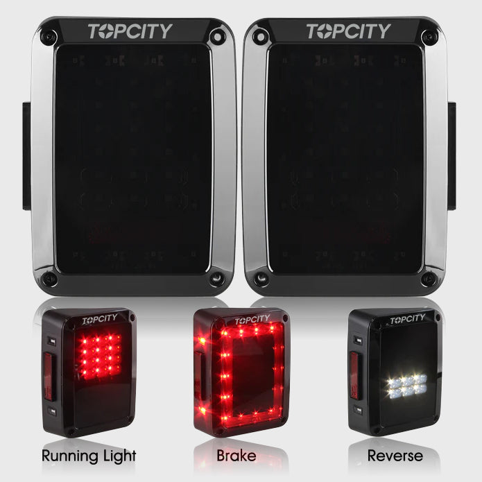 TOPCITY (2pcs/set) Smoked LED Tail Lights Fit 2007-2018 Jeep Wrangler JK JKU