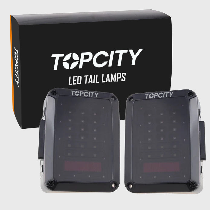 TOPCITY (2pcs/set) Smoked LED Tail Lights Fit 2007-2018 Jeep Wrangler JK JKU