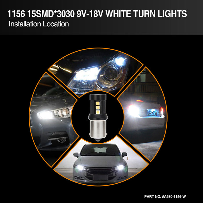 15-SMD 3030 1156  LED Bulbs For Turn Signal, Tail/Brake Light, Backup/Reverse or Daytime Running Light/DRL