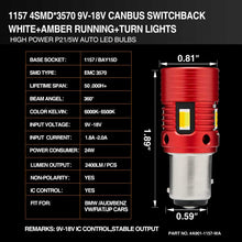 Load image into Gallery viewer, 1157 switchback amber+white 4smd 3570 led bulbs specifications,1157 switchback,1157 led,1157 led switchback bulbs,2357 switchback led,1157 switchback led turn signal,best 1157 switchback led,1157a switchback led,1157 led bulb amber and white,1157 dual color led,jdm astar 1157 switchback,1157 switchback bulbs,1157 led white amber,2357a switchback,bay15d switchback led,a901 1157 ba15d 1493 2057 2357 2397 7528 P21/4W 4smd 3570 switchback double color led manufacturer,exporter