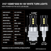 Load image into Gallery viewer, 3157 15smd 3030 specifications,3157 bulb,3157 led bulb,3057 bulb,3157 led,sylvania 3157,3157 switchback led,3157k bulb,4157 bulb,3157k,3457 bulb,3057 led bulb,3057k bulb,4157na bulb,4114 led bulb,3157a led bulb,4114 bulb,3757a bulb,3157 led bulb amber,3047 bulb,4057 bulb,3157 light bulb,p27 bulb,3157 turn signal bulb,3157 led bulb white,a636 3157 p27w 3057 3157k 4157 3457 4114 15smd 3030 white high power led manufacturer exporter