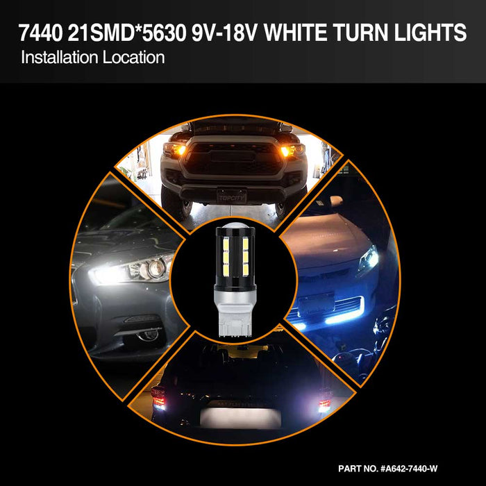 21-SMD 5630 7440  LED Bulbs For Turn Signal, Tail/Brake Light, Backup/Reverse or Daytime Running Light/DRL