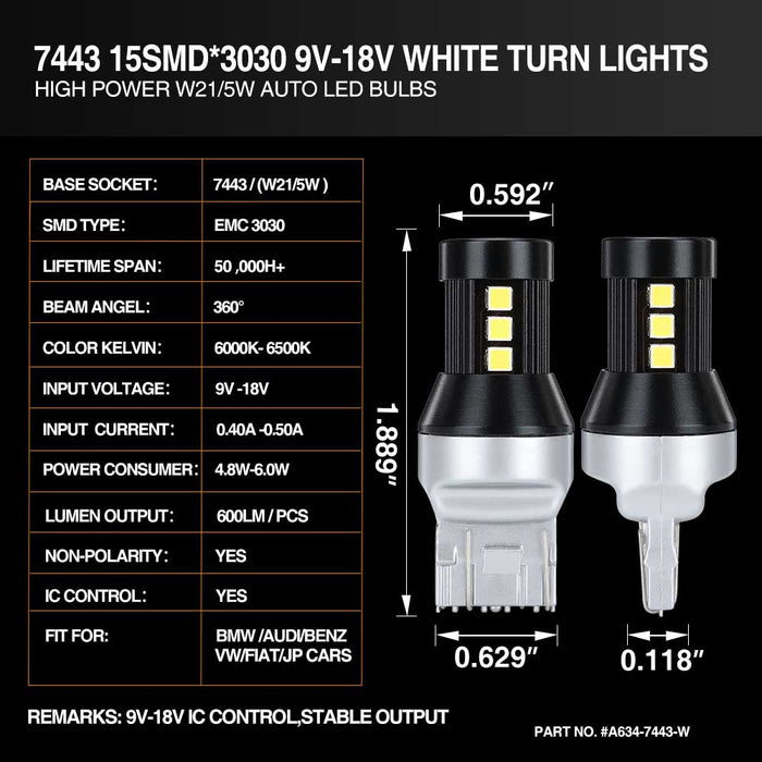 a634 15smd 3030 white led bulb specifications,7443 bulb,7443 led bulb,sylvania 7443,t20 led bulb,7444 bulb,7444na led bulb,w21 bulba,7444 led bulb,7443 led,w21w led bulb,t20 7443,7443 brake light bulb,7443 light bulb,sylvania 7443 bulb,7444 led bulb,7443 tail light bulb,7443 amber bulb,7443 switchback led,7443 red led bulb,7443 brake light,w215w bulb,a634 7443 w215w 7444 15smd 3030 white high power led manufacturer exporter