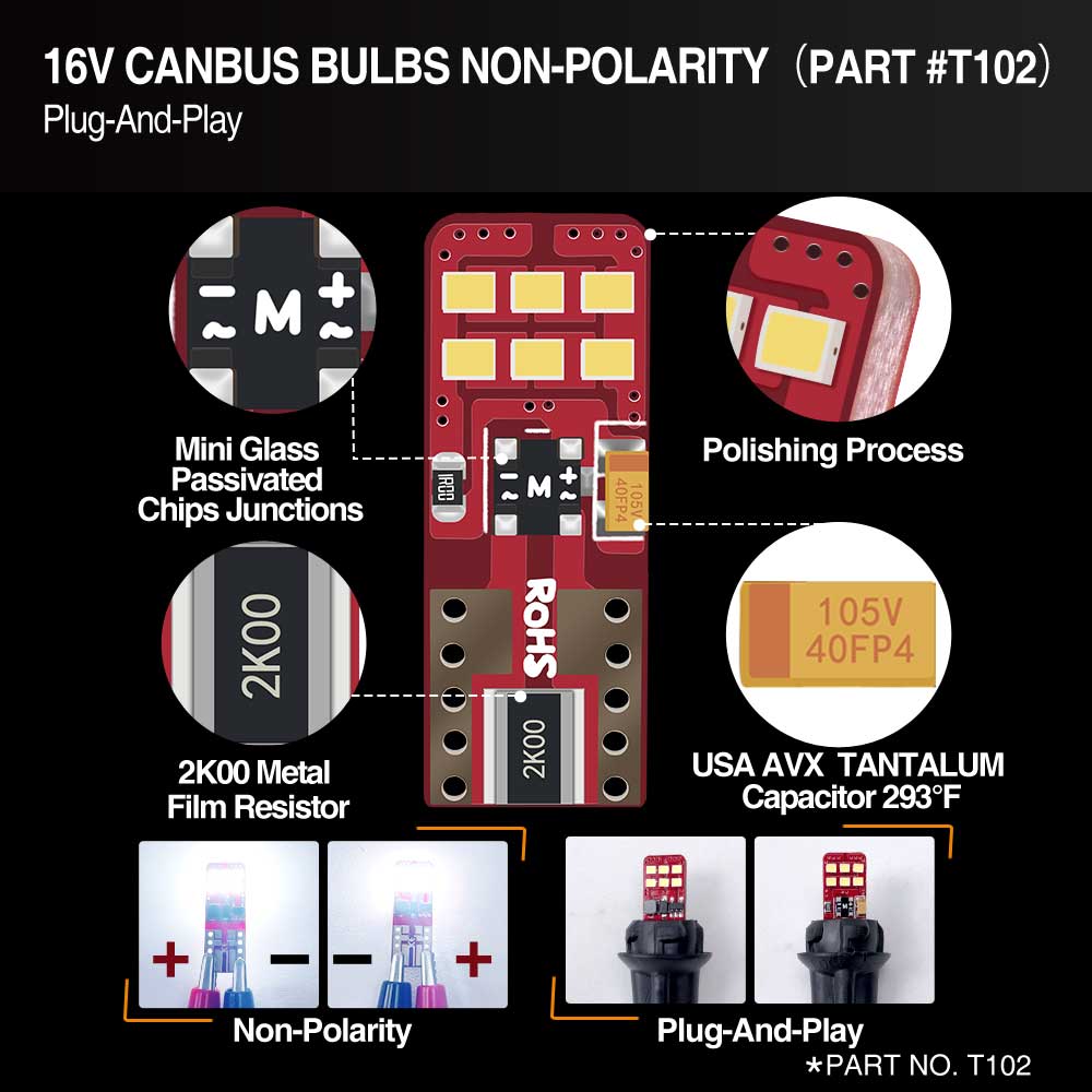 T10 Canbus Led Resistor Warning Canceller Decoder 501 W5W Lights