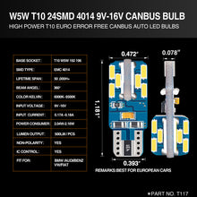 Load image into Gallery viewer, canbus led,led t10 canbus,t10 canbus led,led w5w canbus,w5w canbus,501 w5w car bulb,t10 w5w led canbus,led canbus t10,canbus led lights,canbus lights,canbus bulb,194 canbus,t10 canbus led,w5w led canbus,led t10 canbus,t10 canbus,w5w canbus,501 w5w car bulb,5w5 led canbus,t10 w5w led canbus,led canbus t10,501 led bulb canbus,canbus 194 led,t10 24smd 4014 canbus led