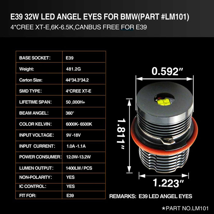 topcity led angel eye,e39 led angel eye,bmw e39 led angel eyes,bmw e39 angel eye bulb,bmw e39 cotton angel eyes,bmw e39 angel eye bulb replacement,e39 halo bulb,e39 rgb angel eyes,lm101 e39 32w led angel eye manufacturer,exporter with a factory in china.