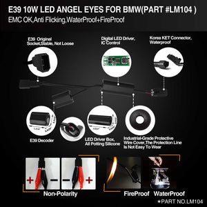 topcity led angel eye,e39 led angel eye,bmw e39 led angel eyes,bmw e39 angel eye bulb,bmw e39 cotton angel eyes,bmw e39 angel eye bulb replacement,e39 halo bulb,e39 rgb angel eyes,lm104 e39 10w led angel eye manufacturer,exporter with a factory in china.