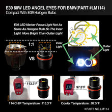 Load image into Gallery viewer, topcity led angel eye,e39 led angel eye,bmw e39 led angel eyes,bmw e39 angel eye bulb,bmw e39 cotton angel eyes,bmw e39 angel eye bulb replacement,e39 halo bulb,e39 rgb angel eyes,lm114 e39 80w led angel eye manufacturer,exporter with a factory in china.