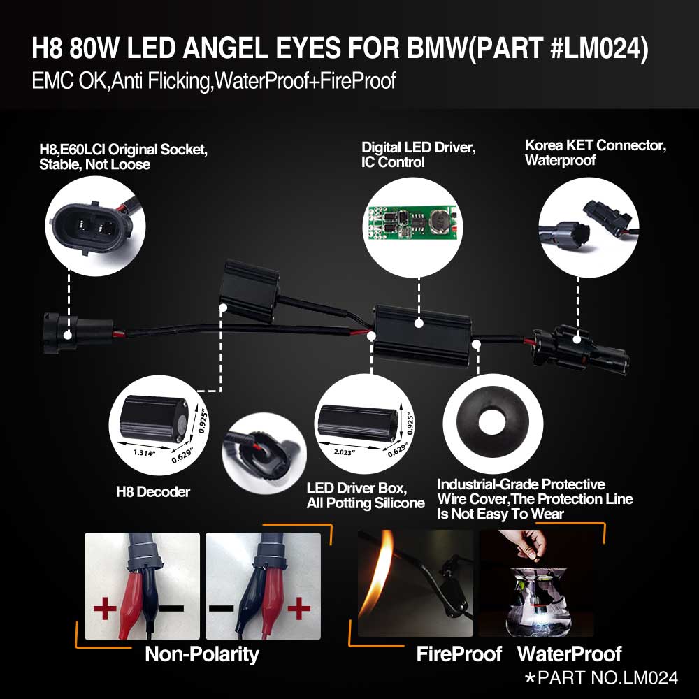 led angel eye, Topcity LM024 h8 angel eyes, h8 led bulb bmw, bmw h8 bulb, lux angel eyes e90, e92 led angel eyes