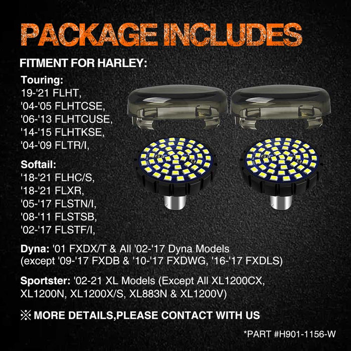 Topcity 2” Bullet Style LED Rear white Turn Signals - (Bikes with Rear Center Tail Light) - (2) Rear Turn Signals (96-13 Softail, Sportster, Dyna, Road King & More)