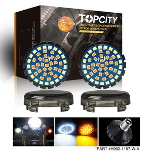Topcity 2” Bullet Style Front LED Turn Signal w/ Running Light Kit for Harley Davidson - (2) Front Turn Signals