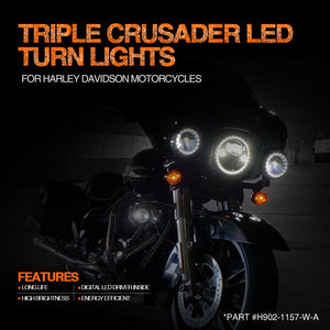 Topcity 2” Bullet Style Front LED Turn Signal w/ Running Light Kit for Harley Davidson - (2) Front Turn Signals