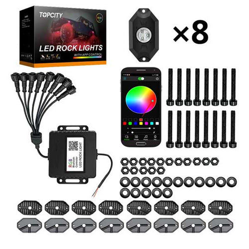 8 pcs rgbw rock lights,rock light kit,rocksy light,led rock light,rock lights for   trucks,rgb rock lights,mictuning rock lights,jeep rock lights,white rock   lights,lux rock lights,sunpie rock lights,best rock lights,rgbw rock   lights,rock lights for utv,rock lights for atv,wireless rock lights,led   whips and rock lights,blue led rock lights,green led rock lights,red led rock lights,topcity