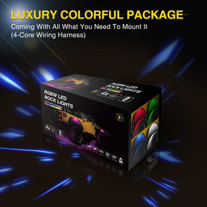8 Pods RGBW Underglow LED Rock Lights Bluetooth Multicolor Neon LED Light Kit
