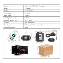 Load image into Gallery viewer, 8 Pods RGBW Underglow LED Rock Lights Bluetooth Multicolor Neon LED Light Kit