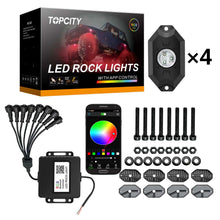 Load image into Gallery viewer, rock lights,rock lights for trucks,led rock lights,rgb rock lights,topcity mictuning rock lights,white rock lights,rock lights jeep,best rock lights,best rock lights for trucks,brightest rock lights,rgbw rock lights,rock lights for utv,rock lights for atv,rock lights 4x4,rgb led rock lights,rock led,white led rock lights,red rock lights,pure white rock lights,jeep wrangler rock lights,amber rock lights,rock lights for cars,r800 4pods rgb led rock lights for turcks jeep atv utv cars manufacturer exporter