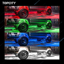 Load image into Gallery viewer, r806 4 pods colorful light rock lights,rock lights for trucks,led rock lights,topcity mictuning rock lights,white rock lights,rock lights jeep,best rock lights for trucks,brightest rock lights,rgbw rock lights,rock lights for utv,rock lights for atv,5150 rock lights,rock lights 4x4,rgb led rock lights,rock led,white led rock lights,red rock lights,pure white rock lights,jeep wrangler rock lights,amber rock lights,rock lights for cars,r806 4 pods rgbw led rock lights for turcks jeep atv utv cars