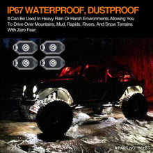 Load image into Gallery viewer, r812 4 pods ip67 waterproof white rock lights,rock lights for trucks,led rock lights,white led rock lights,white rock lights,rock lights jeep,best rock lights,best rock lights for trucks,brightest rock lights,rgbw rock lights,rock lights for utv,rock lights for atv,5150 rock lights,rock lights 4x4,rgb led rock lights,rock led,red rock lights,pure white rock lights,jeep wrangler rock lights,amber rock lights,rock lights for cars,topcity r812 4 pods white led rock lights for turcks jeep atv utv cars