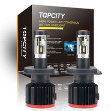Load image into Gallery viewer, topcity x220 h4 with fan,three years warranty,new h4 led headlight bulbs,h4 led bulb,h4 led headlight kit,also named 9003 led bulb,9003 headlight bulb,topcity produce best novsight h4,h4 led headlight,h4 bulbs,also h4 led led bulb for bike and h4 led bulb motorcycle,brightest h4 headlight bulbs,sylvania,nighteye h4 led bulb,24v h4 headlight bulb,hs1 bulb led replacement