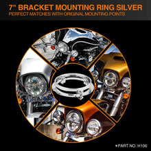 Load image into Gallery viewer, topcity silver 7 inch round headlight ring mounting bracket for harley davidson